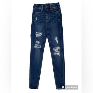 American Eagle Next Level Stretch Curvy Super Hi-Rise Jegging Blue Jeans…